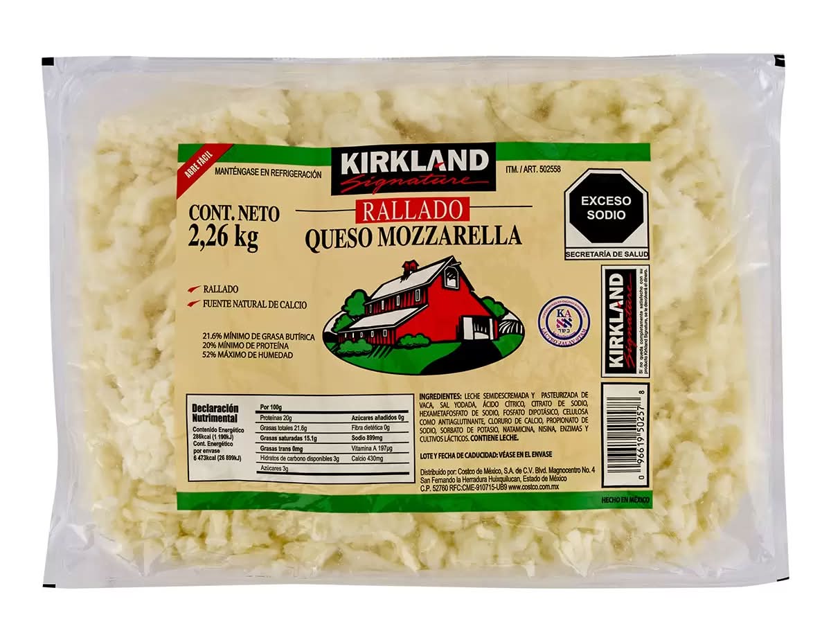 Kirkland Signature · Queso mozzarella rallado (2,26 kg)
