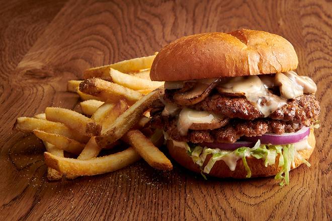 Mushroom Swiss Smashed Burger