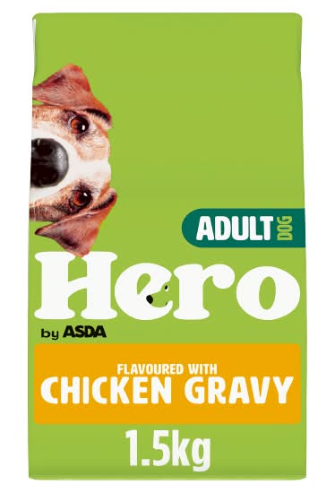 ASDA Chicken Gravy, Hero Mixer Small Adult Dogs Food (1.5kg)