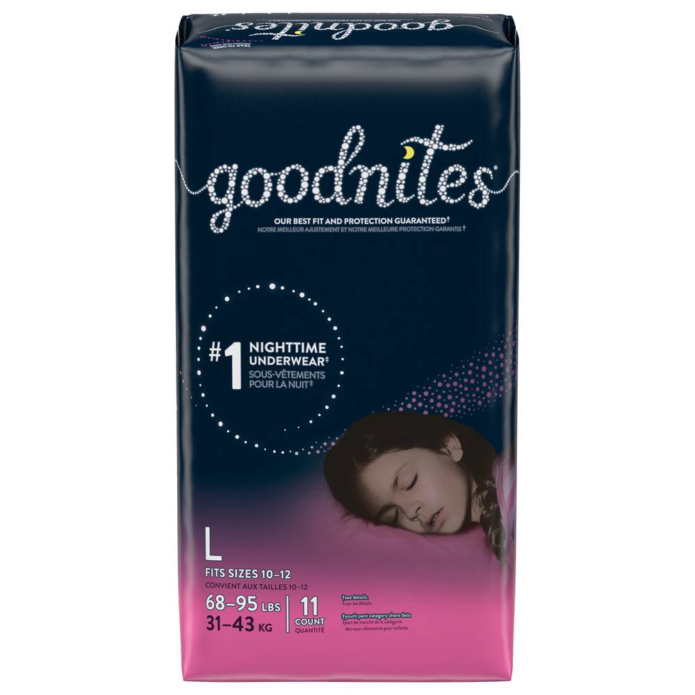 GoodNites Girls Nighttime Underwear Size L 10-12 (1.25 lbs)