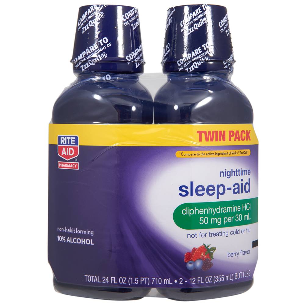 Rite Aid Nighttime Sleep Aid Liquid (berry) (2 ct, 12 fl oz)