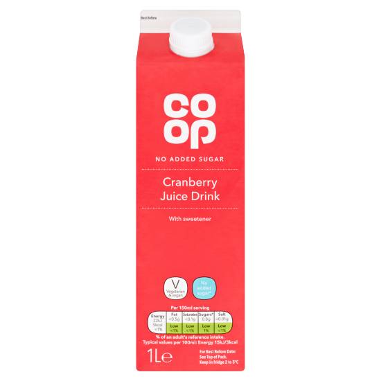 Co-Op No Added Sugar Cranberry Juice Drink 1L