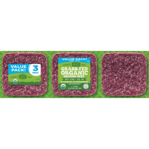 Goodness Grazecious Organic Grass-Fed 85% Lean Ground Beef Value Pack