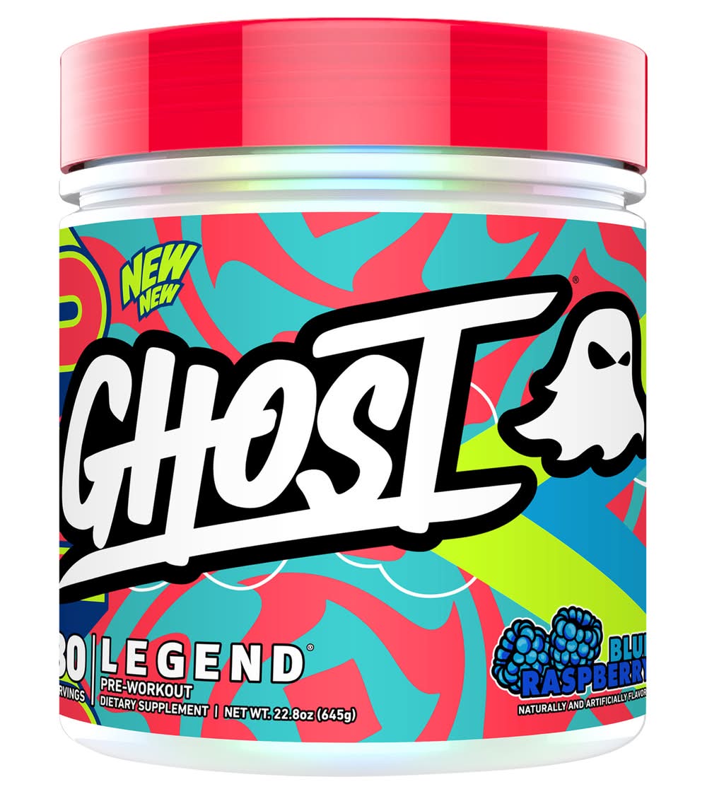 Ghost Legend Pre Workout Powder, Blue Raspberry (22.8 oz)