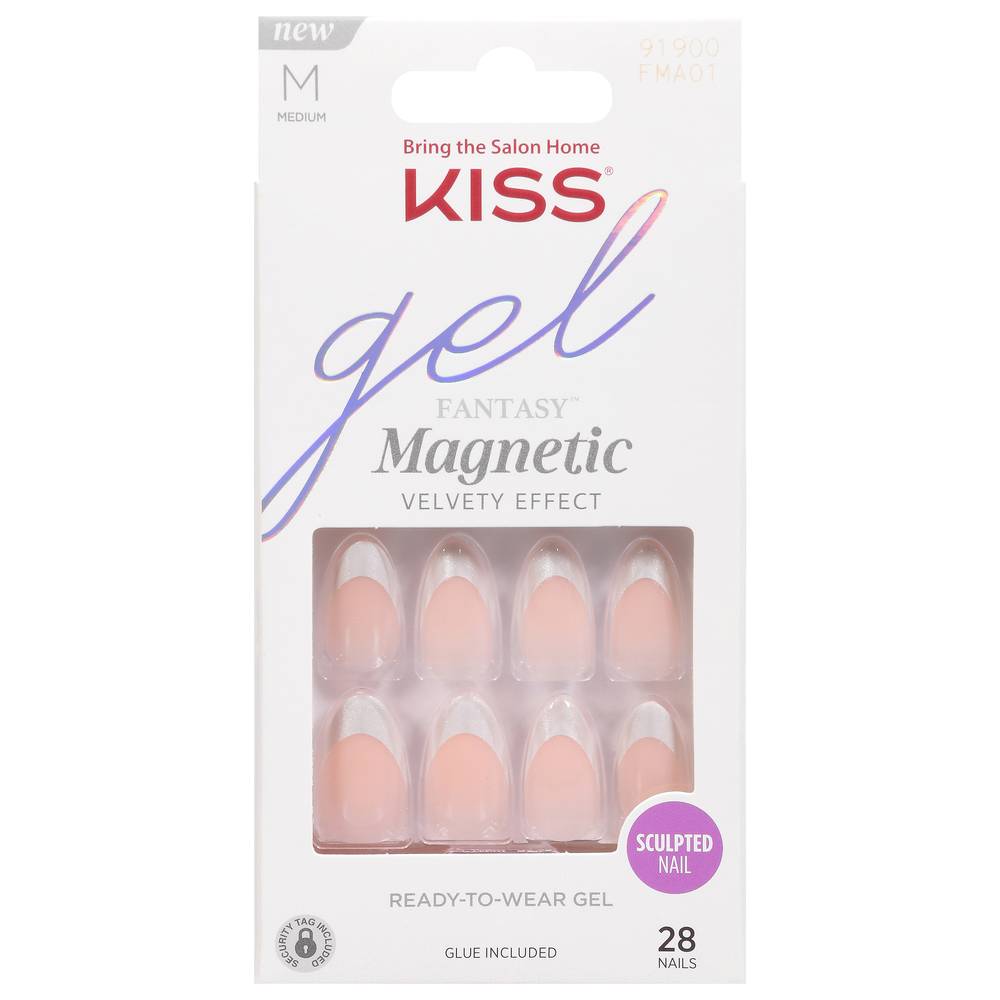 KISS Gel Fantasy Magnetic Velvety Effect Sculpted Nails Medium (2 g, 28 ct)