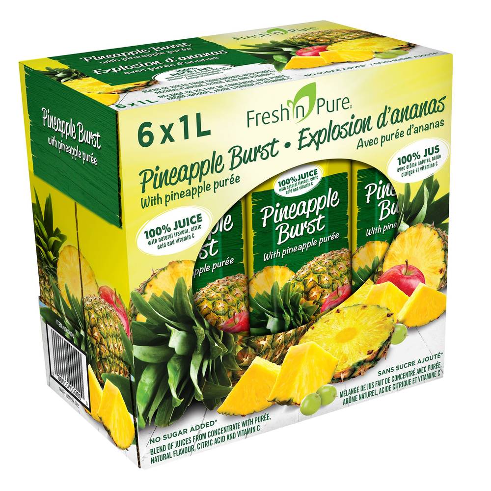 Fresh’N Pure - Mélange Jus De Fruit Explosion D’Ananas, 6 × 1 L