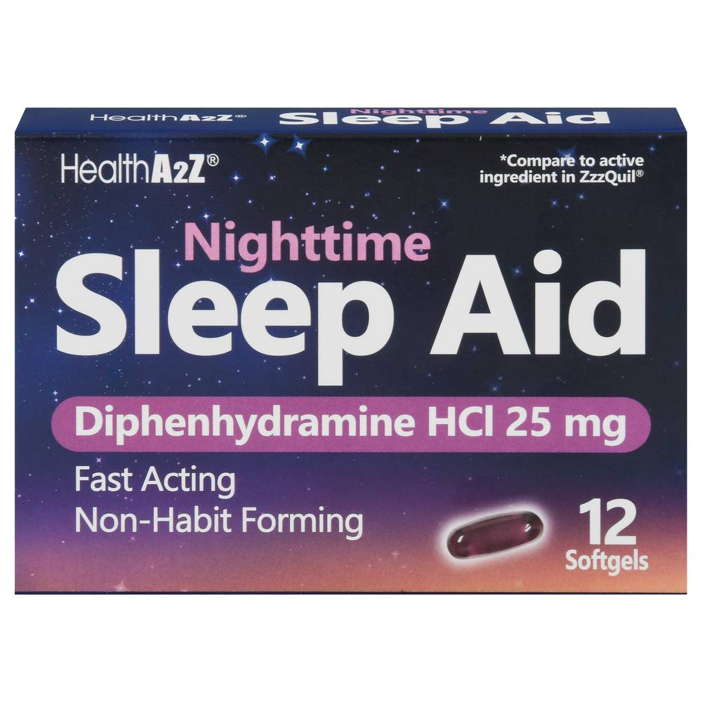 HealthA2Z Nighttime Diphenhydramine Hci 25 mg Sleep Aid Softgels