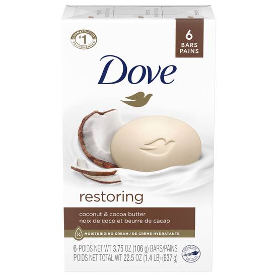Dove Restoring Coconut & Cocoa Butter Beauty Bars (6 ct)