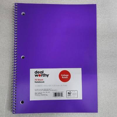 Dealworthy Subject Spiral Notebook Wide Ruled, Purple