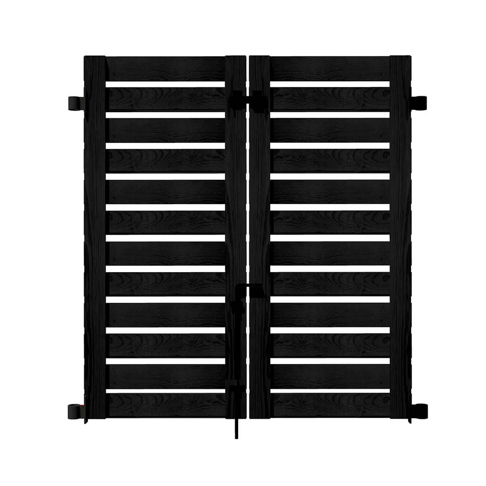 YARDLINK 3.8-ft x 3.5-ft Black Flat-top Board-on-board No Dig Decorative Wood Fence Gate | 062464