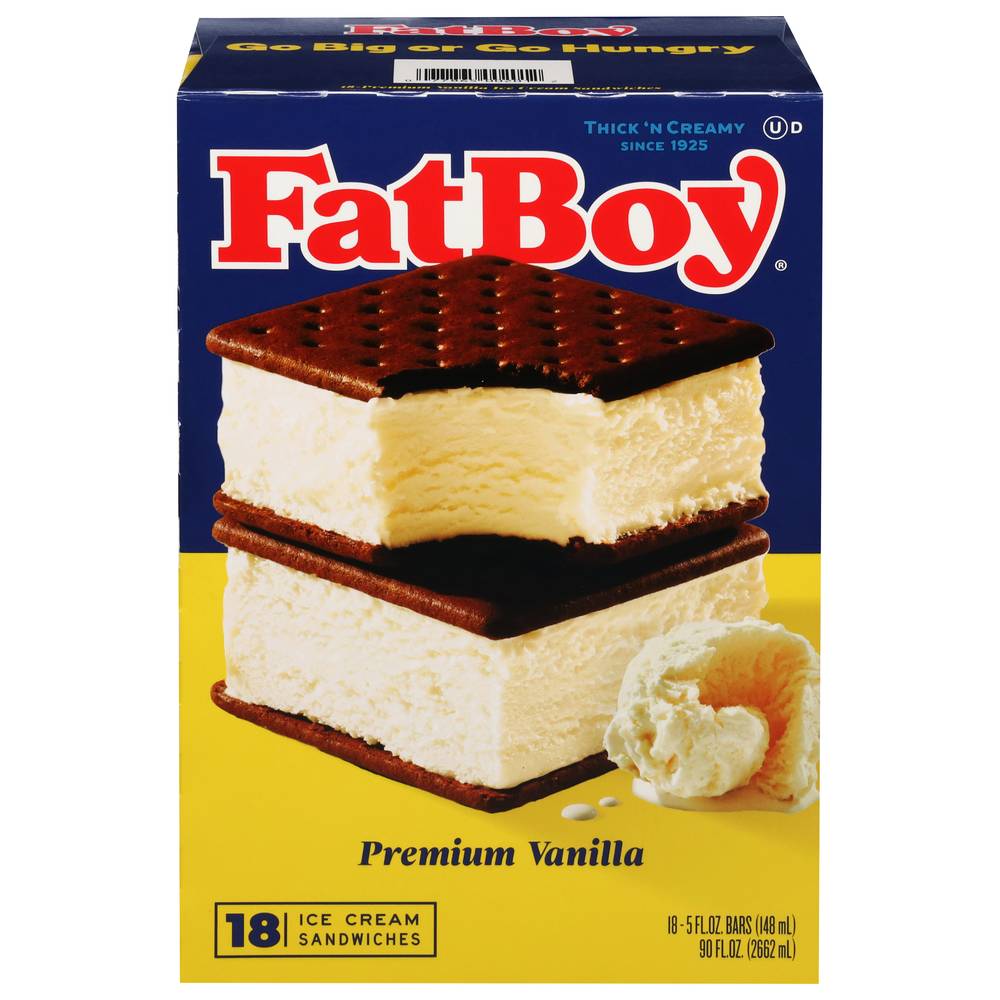 FatBoy Premium Vanilla Ice Cream Sandwiches (90 fl oz)