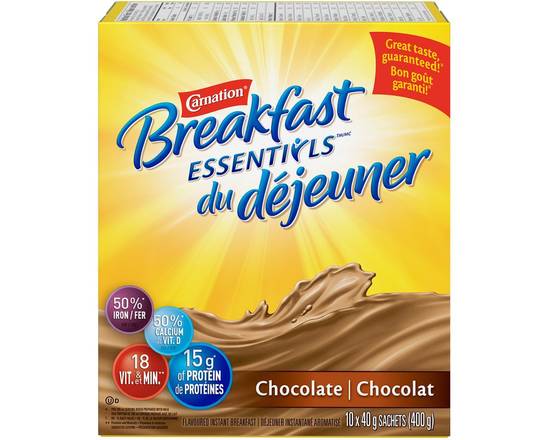 Carnation Breakfast Essentials · Déjeuner instantané aromatisé au chocolat, Essentiel (400 g) - Breakfast Essentials, Breakfast Drink Mix, Chocolate (10x40g)