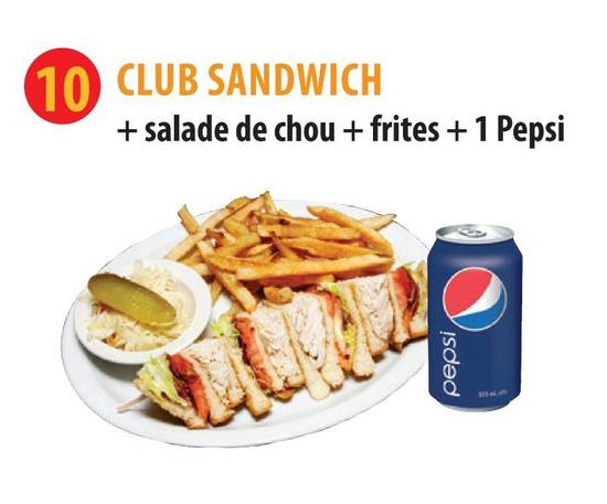 Club Sandwich + Salade de Chou + Frite + 1 Boisson