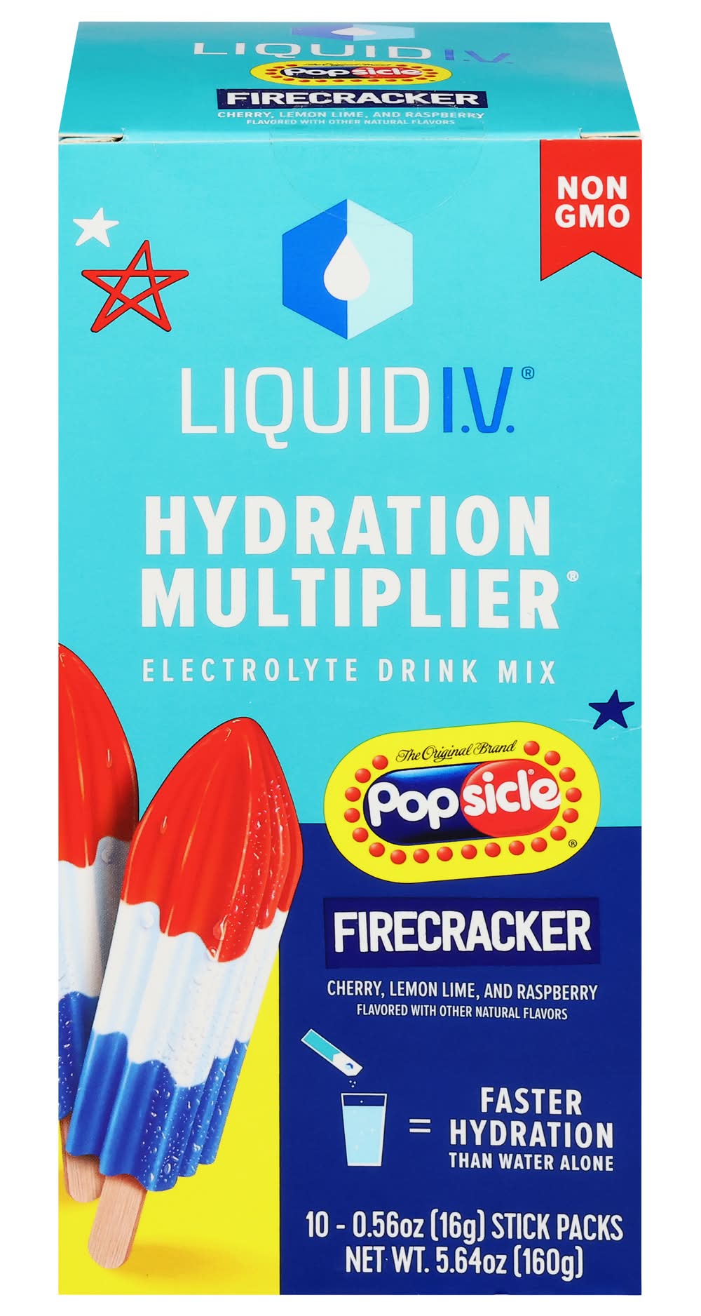 Liquid I.V. Hydration Multiplier Vegan Powder Electrolyte Supplements, Firecracker (0.56 oz, 10 ct)