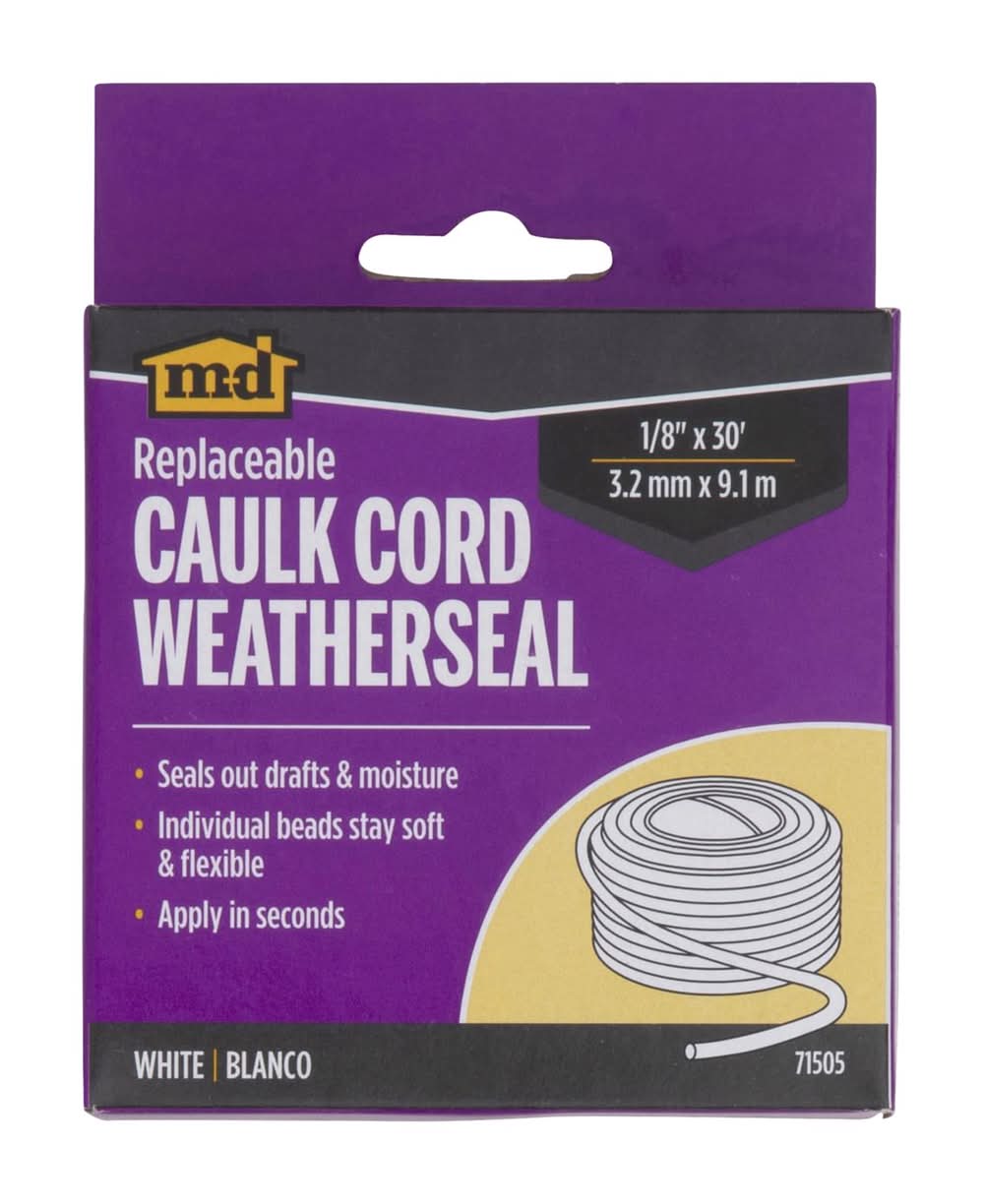 M-D White Vinyl Caulking Cord For Doors And Windows 30 In. L X 0.13 In.