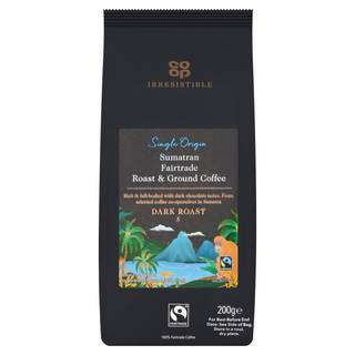 Co-Op Irresistible Single Origin Sumatran Fairtrade Roast & Ground Coffee (200 g)