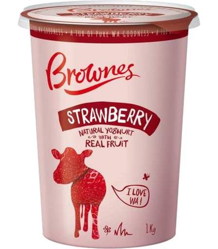 Brownes Natural Yoghurt, Strawberry (1kg)