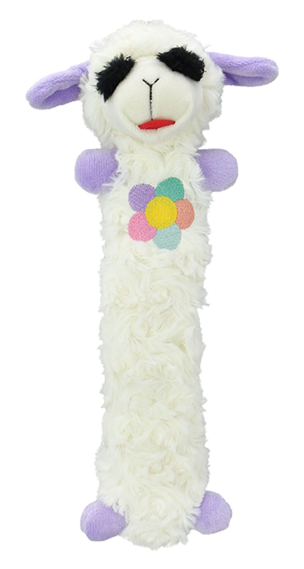 MULTIPET'S LAMB CHOP LOOFA WITH FLOWER DOG TOY (Color: White)
