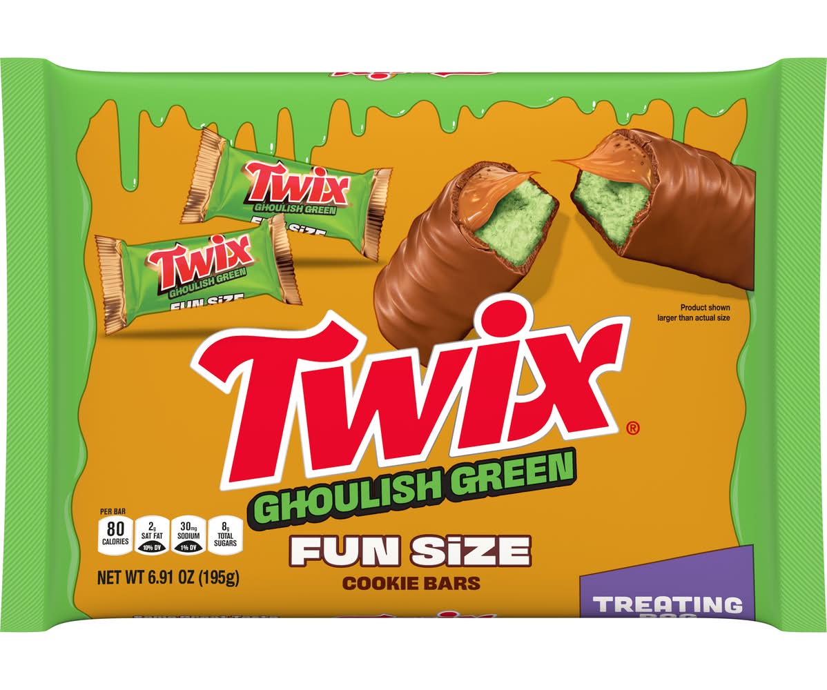 Twix Fun Size Caramel Cookie Bars, Ghoulish Green (6.91 oz)