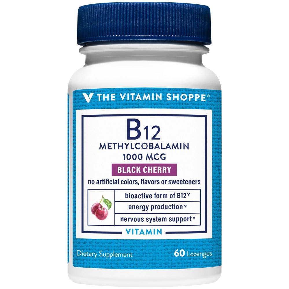 The Vitamin Shoppe B12 Methylcobalamin 1000 Mcg Energy Production & Nervous System Support, Black Cherry (60 ct)