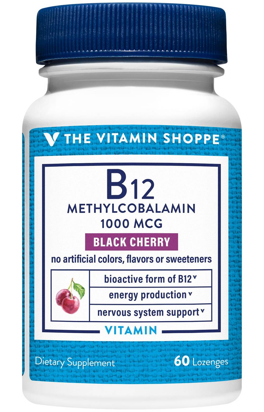 The Vitamin Shoppe B12 Methylcobalamin 1000 Mcg Energy Production & Nervous System Support, Black Cherry (60 ct)