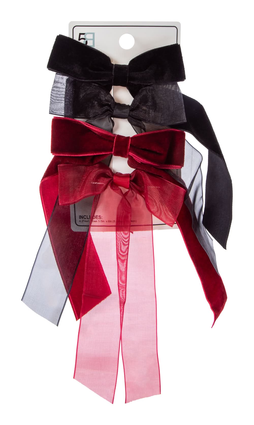 Velvet Bows 4-Pack Burgundy
