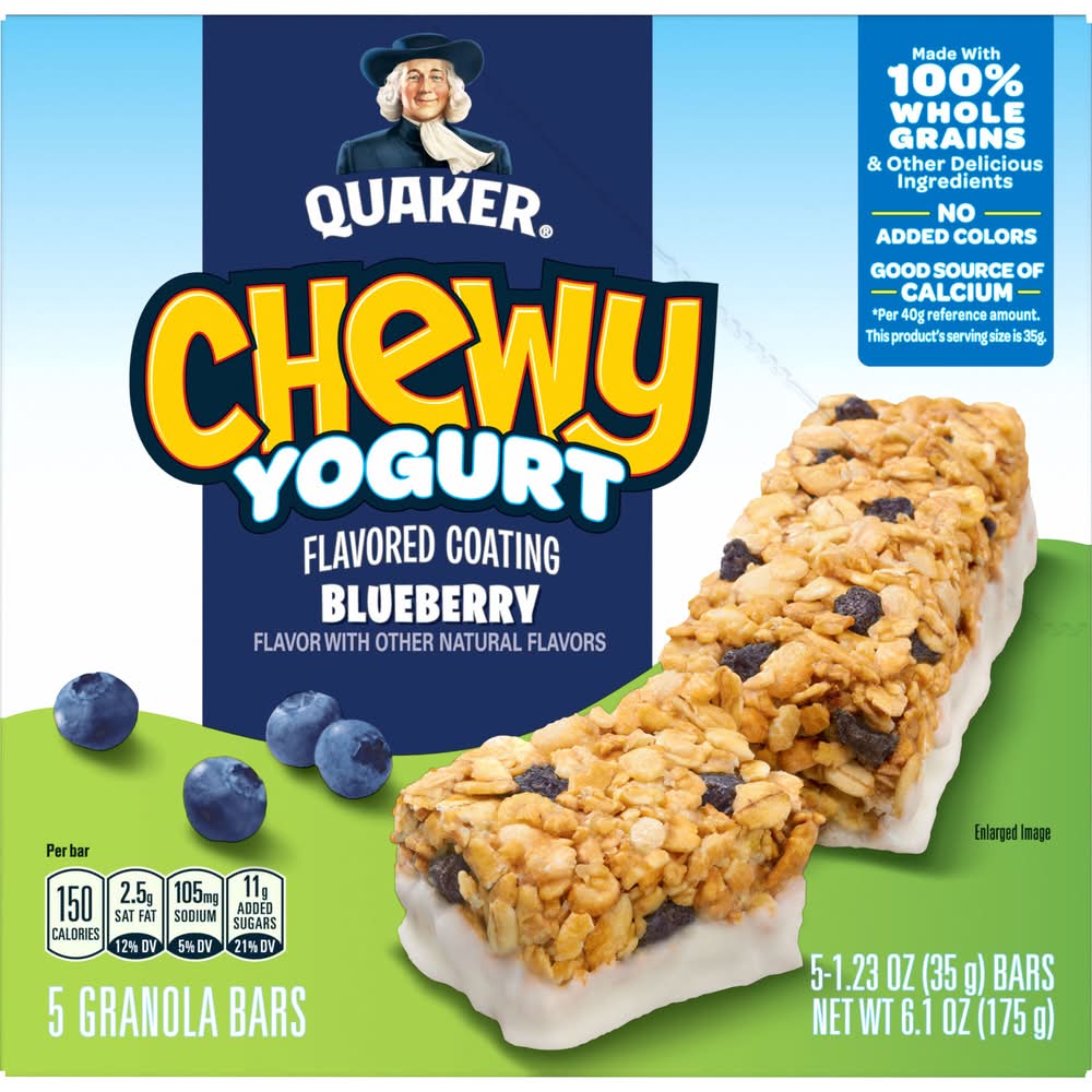 Quaker Chewy Yogurt Granola Bars, Blueberry (1.23 oz, 5 ct)