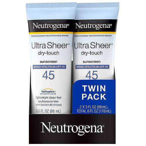 Neutrogena Ultra Sheer Dry-Touch Water Resistant Sunscreen SPF 45 - 3.0 fl oz x 2 pack