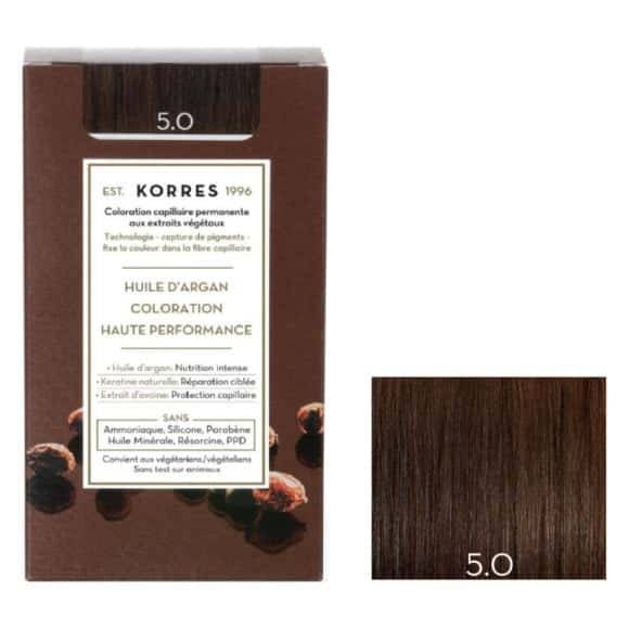 Korres - Coloration permanente huile d'argan, châtain clair 5.0 (50ml)