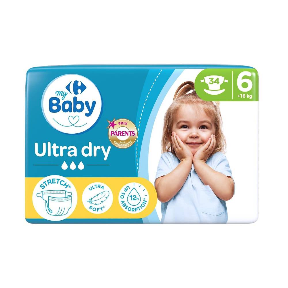 Carrefour Baby - Couches ultra dry taille-6 x large, +16 kg