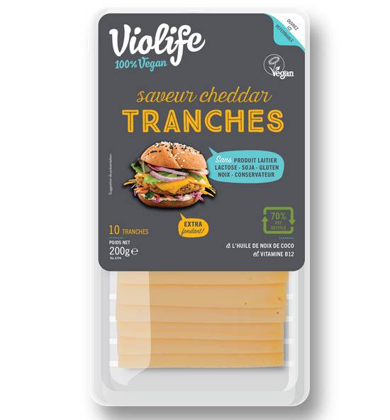 Violife - Tranches saveur cheddar 100% vegan (10 pièces)