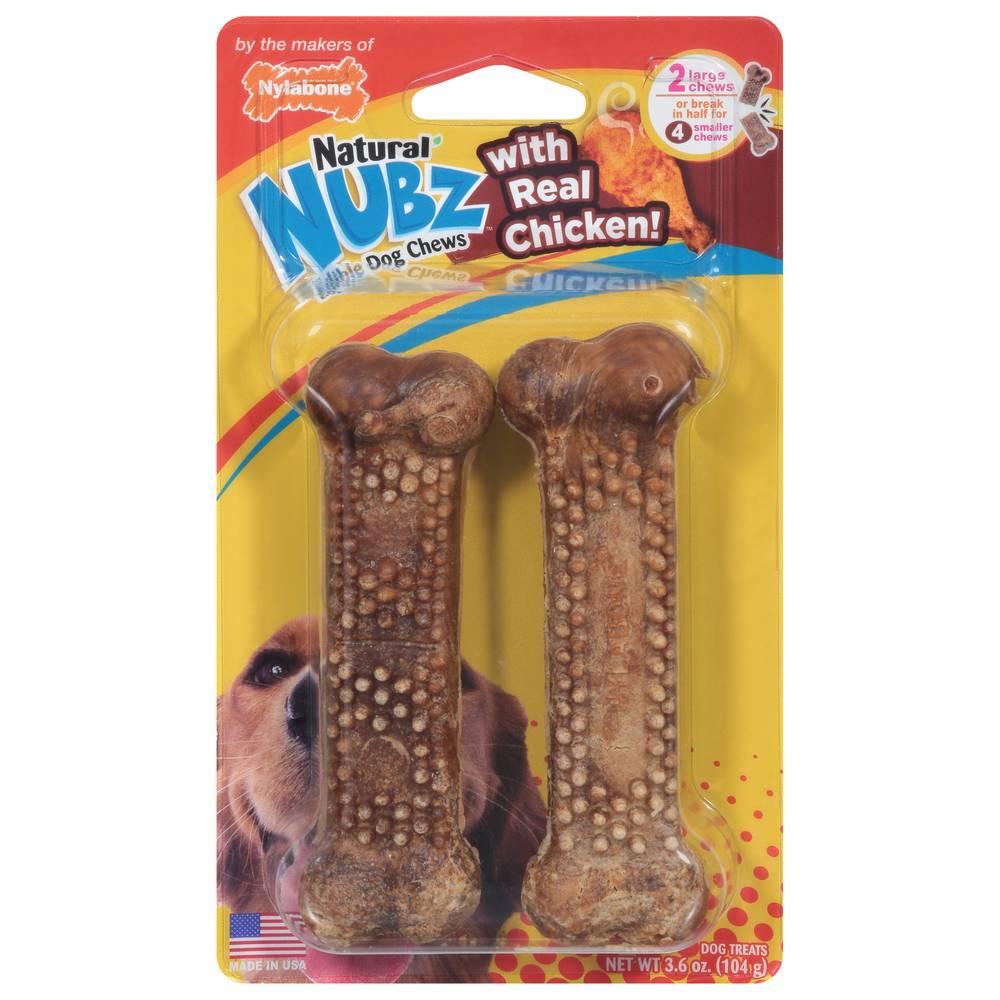 Nylabone Natural Nubz Dog Treats With Real Chicken Large Chews (2 ct)