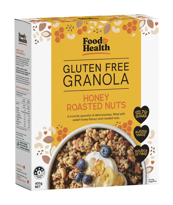 Food For Health Gluten Free Granola Honey Roasted Nut 400g