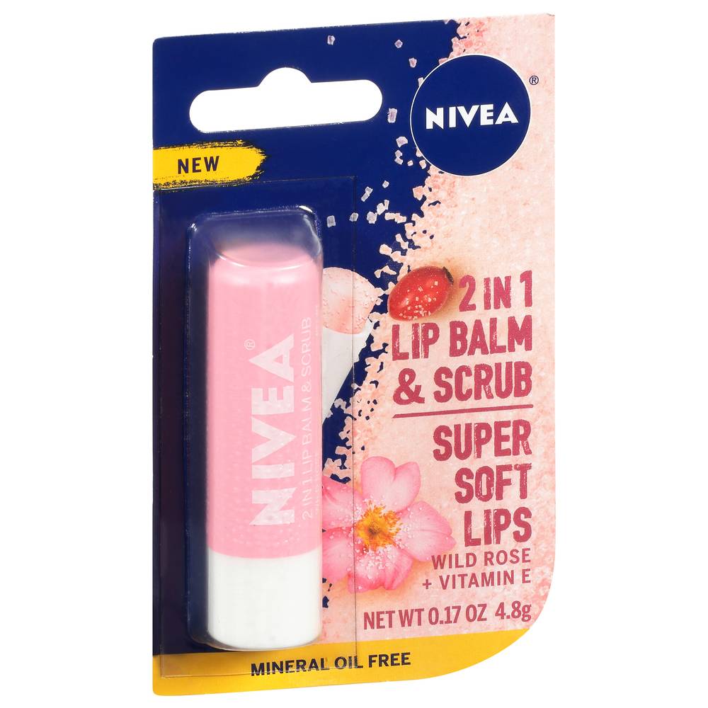 Nivea Wild Rose + Vitamin E 2 in 1 Lip Balm & Scrub