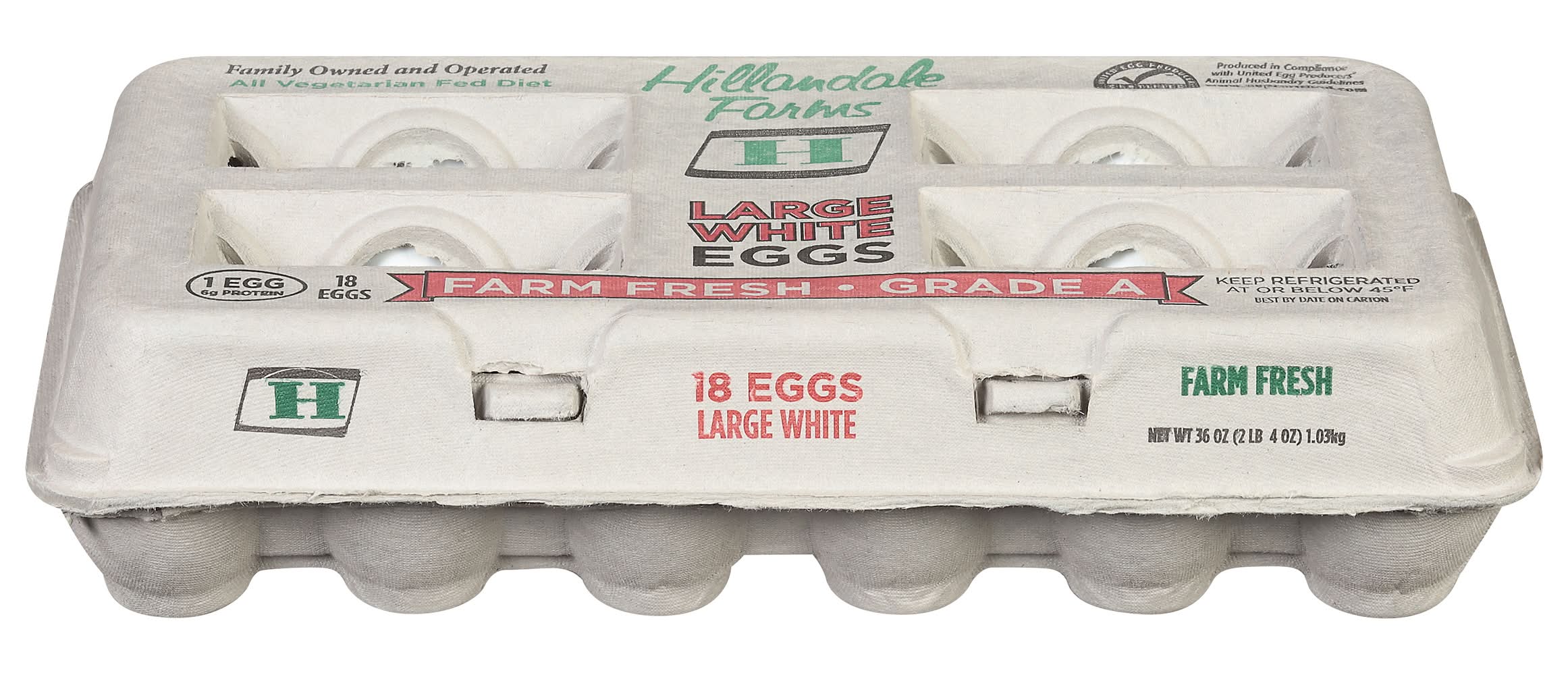 Hillandale Farms Large White Eggs (2.62 lbs, 18 ct)