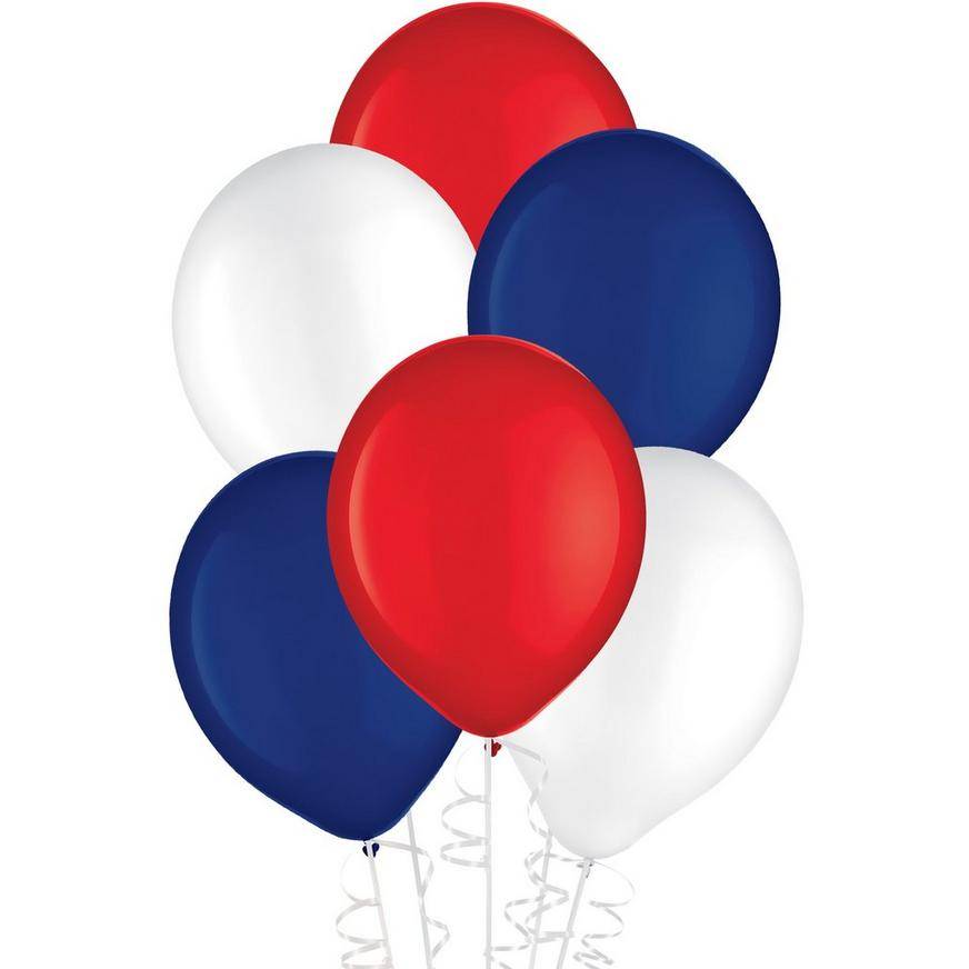 Uninflated 15ct, 11in, Patriotic 3-Color Mix Latex Balloons