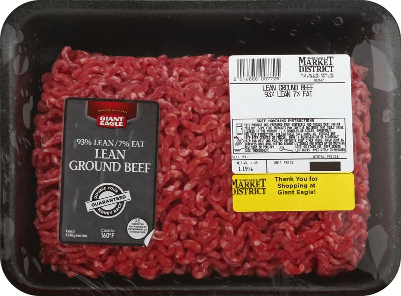 Giant Eagle Beef, Ground, Lean, 93%/7%