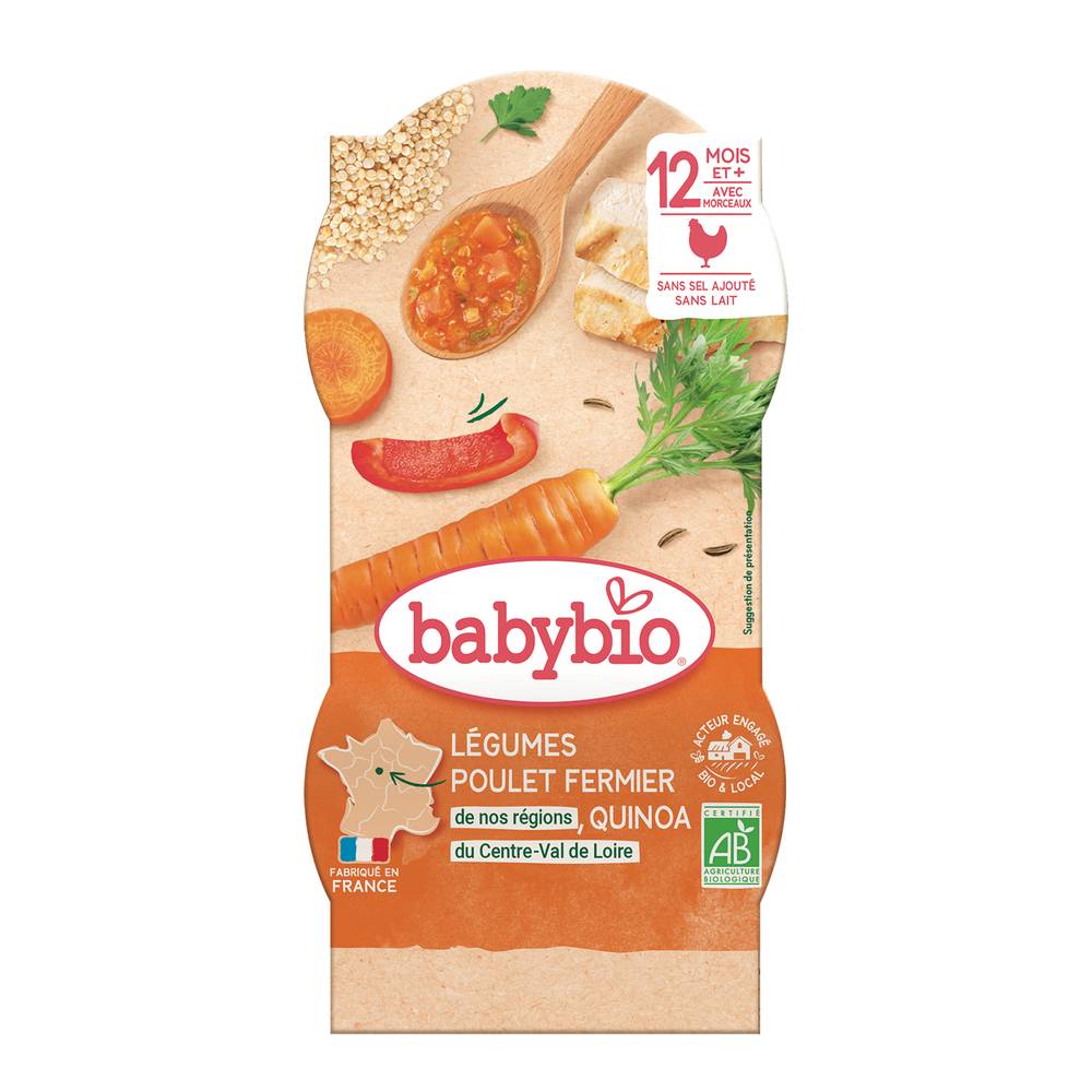 Babybio - Plat bébé dès 12 mois légumes/poulet (400g)