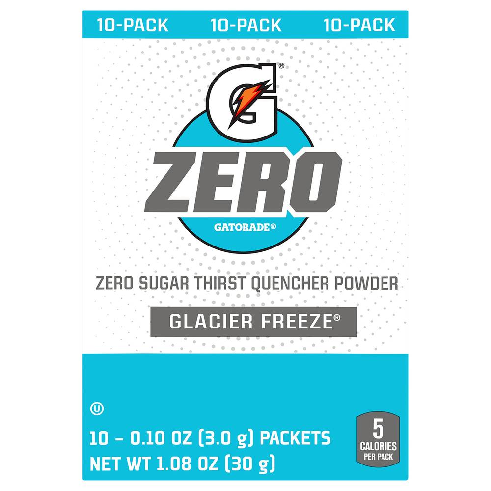 Gatorade Zero Sugar Thirst Quencher Powder Glacier Freeze Sports Drink (1.08 oz, 10 ct)