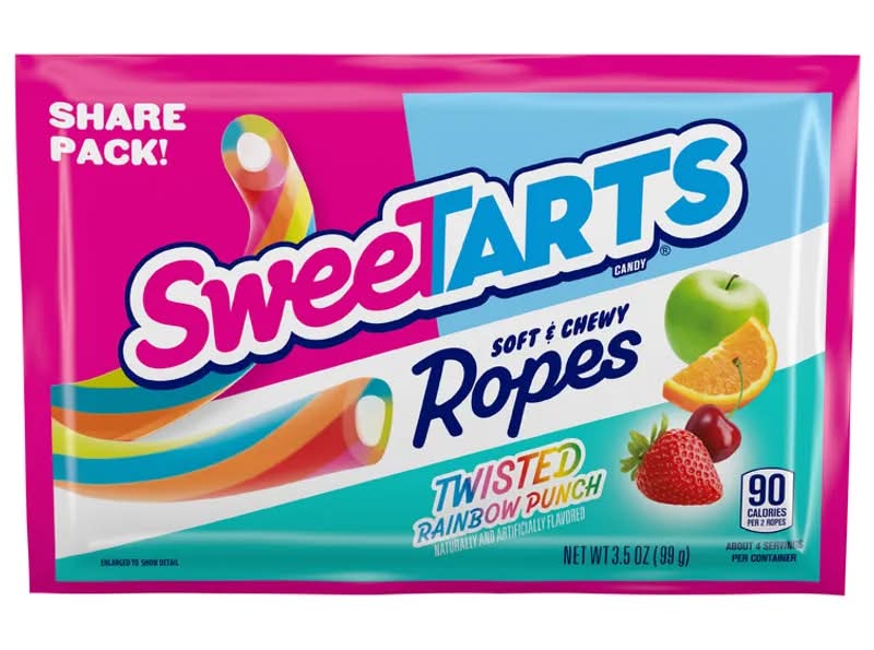 Sweetarts Twisted Rainbow Punch Soft Chewy Ropes Share Pack
