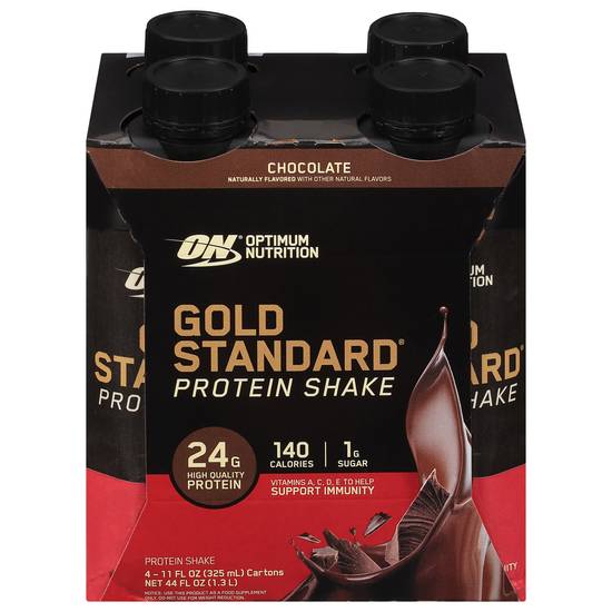Optimum Nutrition Gold Standard Chocolate Protein Shake (4 ct, 11 fl oz)