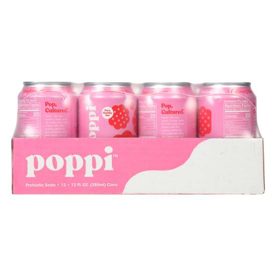 Poppi Raspberry Rose Soda (12 ct, 12 fl oz)