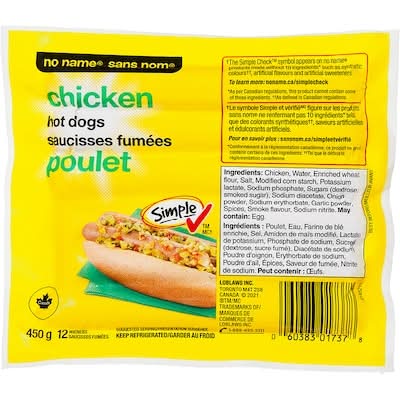 No Name Hot-Dogs Au Poulet / Chicken Hot Dogs 450.0 G