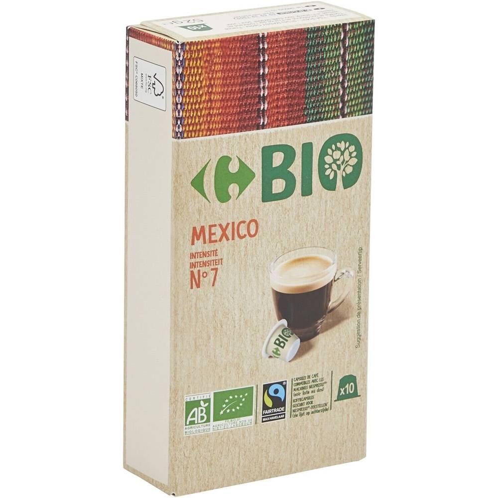 Carrefour Bio - Café compatibles nespresso mexico intensité 7 (10 pièces, 52 g)