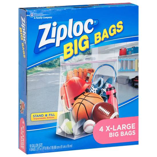 Ziploc Stand & Fill Expandable Bottom X-Large Big Bags (4 ct)