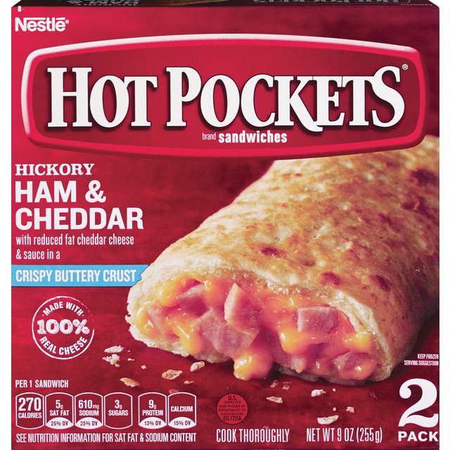 Hot Pockets Frozen Sandwiches Hickory Ham&Cheddar 2-Pack