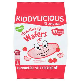 Kiddylicious Wafers, Strawberry, Baby Snack, 6 Months+, Multipack, 10x4g