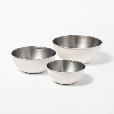 Figmint Stainless Steel Non Slip Mixing Bowls, Cream (3 ct)