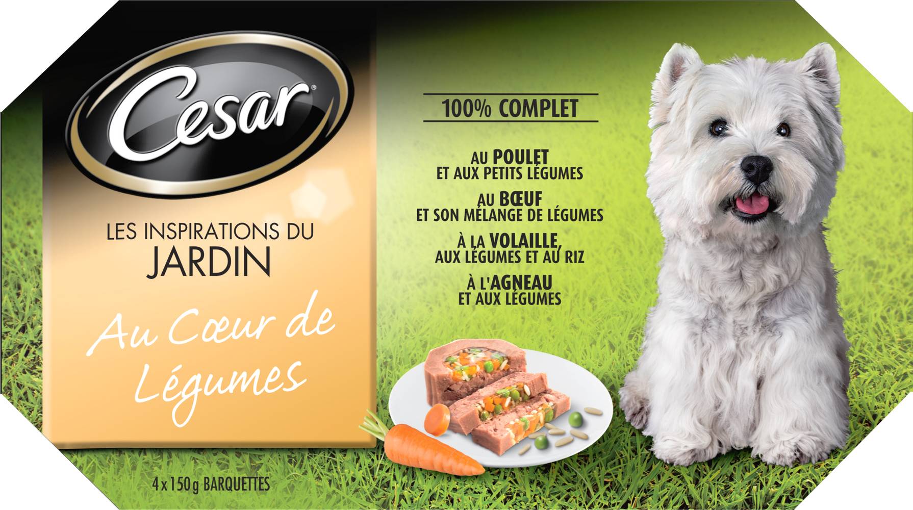 Cesar - Terrines au coeur de légumes  pour chien (4 unités)