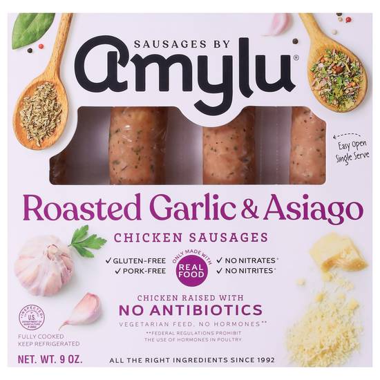 Amylu Roasted Garlic & Asiago Chicken Sausages